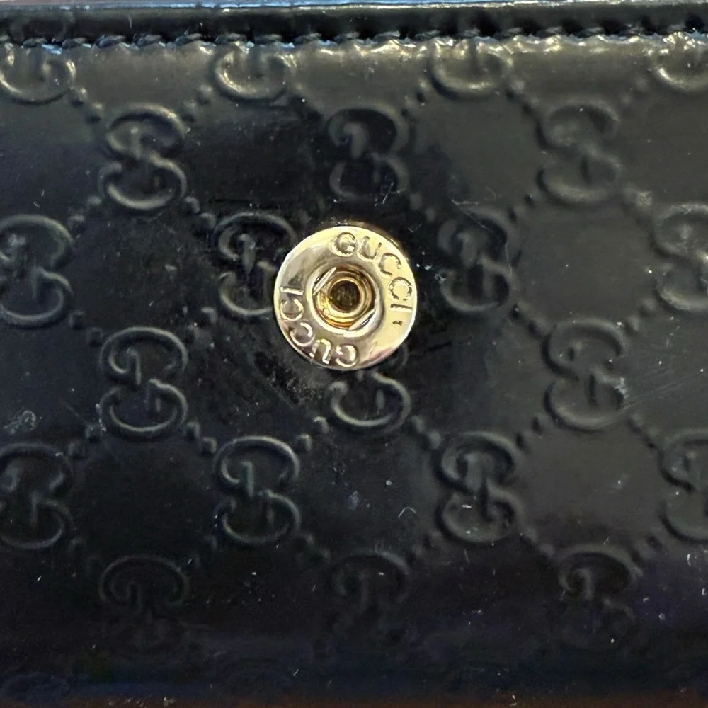 GUCCI Black Patent Leather Micro Guccisima Six Key Holder / Case EUC 🖤